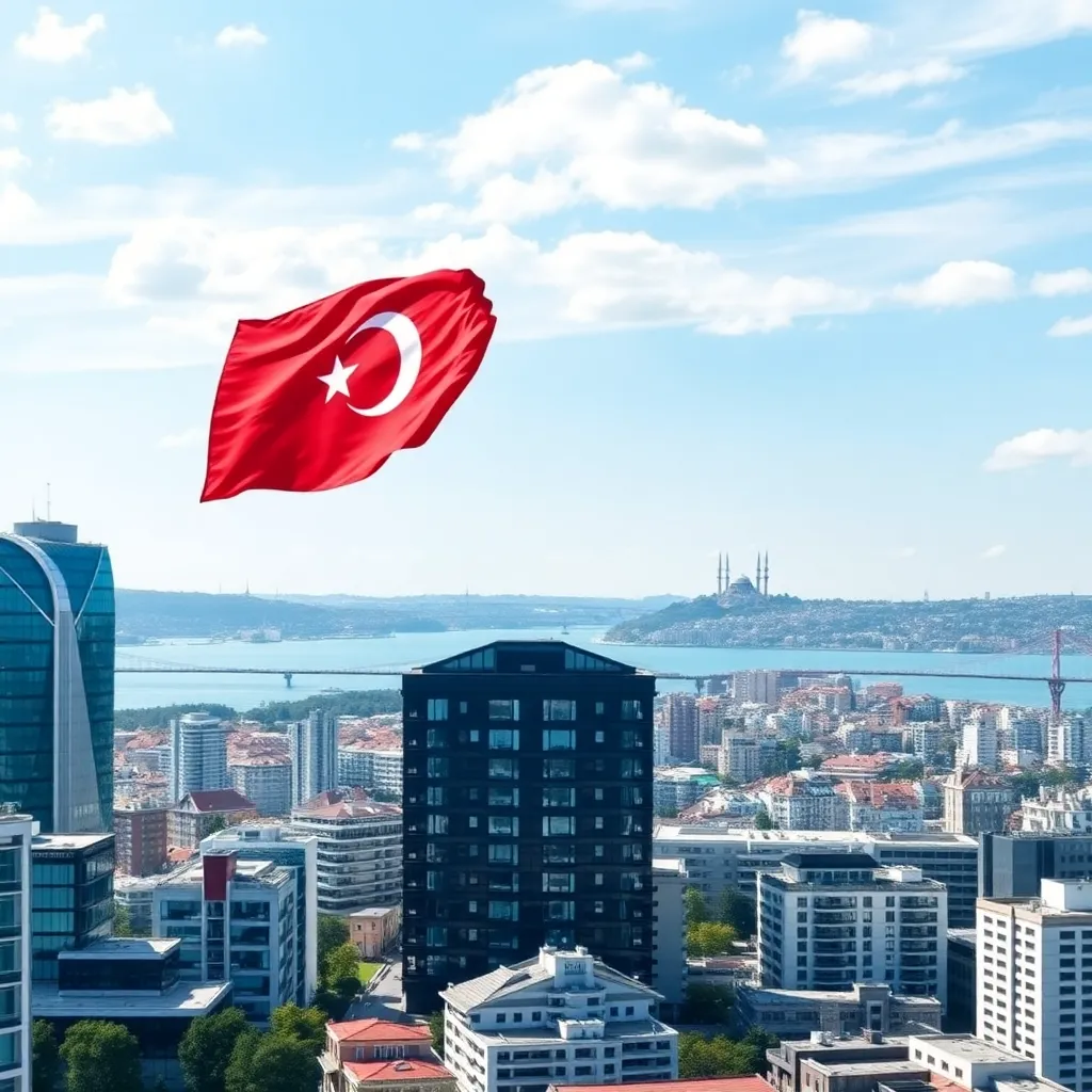 İstanbul'da modern iş merkezleri ve Boğaz manzarası
